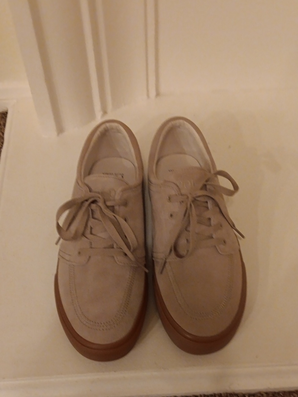 Polo by Ralph Lauren Beige Suede Sneakers with Brown Rubber Sole